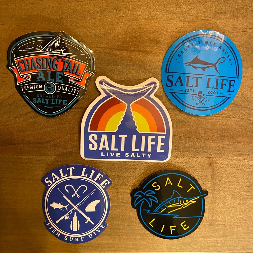 Salt Life Lot Of 5 Color Decals 2.5” New (1) Beer (4) Salt Life